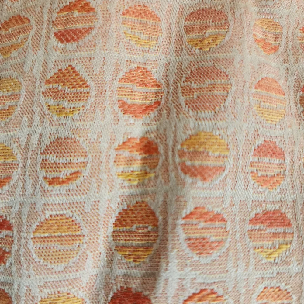 Vintage Cotton Orange Square Print Dress And Jacket Set